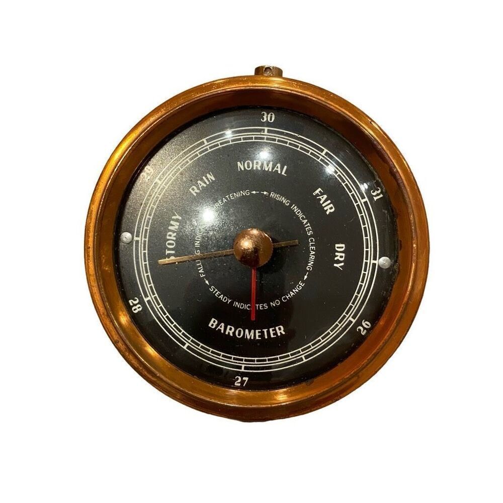 Vintage Copper Framed Barometer Weather Instrument